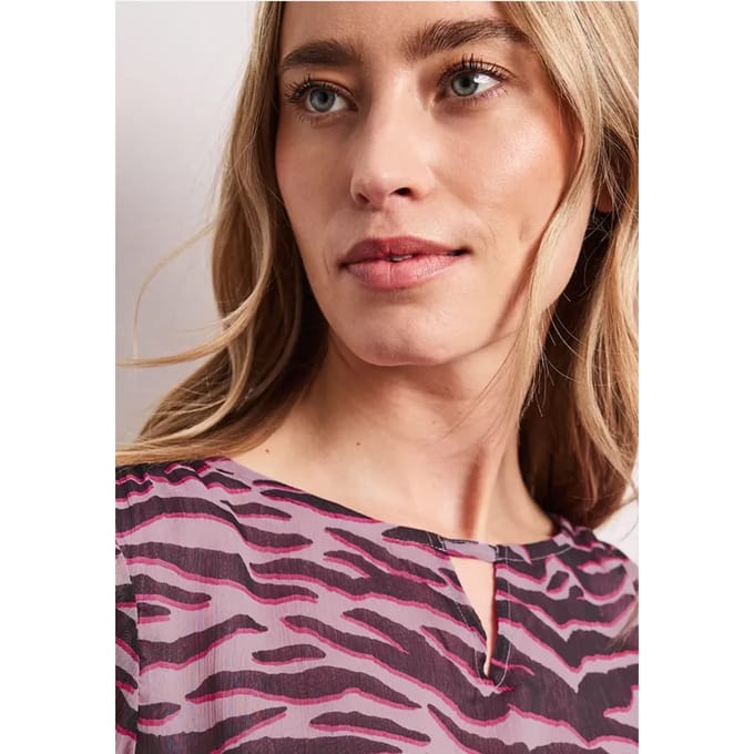 3/4-mouwen blouse met ronde hals in chiffon