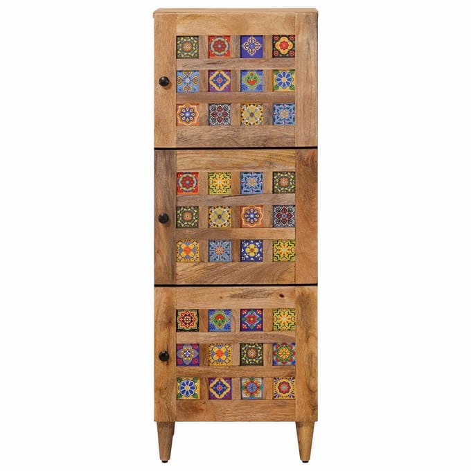vidaXL - Highboard - Naturel - 40 - x - 33 - x - 110 - cm - Massief - Mango - Hout
