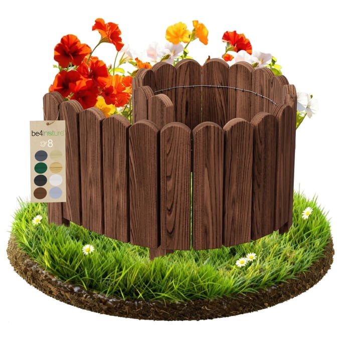 be4nature Flexibele Rolboarder hout 100 x 20 cm Donkerbruin Geïmpregneerde Borderrand tuin Tuinafscheiding Gazonafscheiding