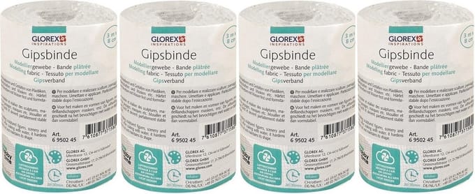 Glorex Keratex gips - 4x - 3 meter x 8 cm - zwangere buik gipsen - hobby gips - huidvriendelijk gips