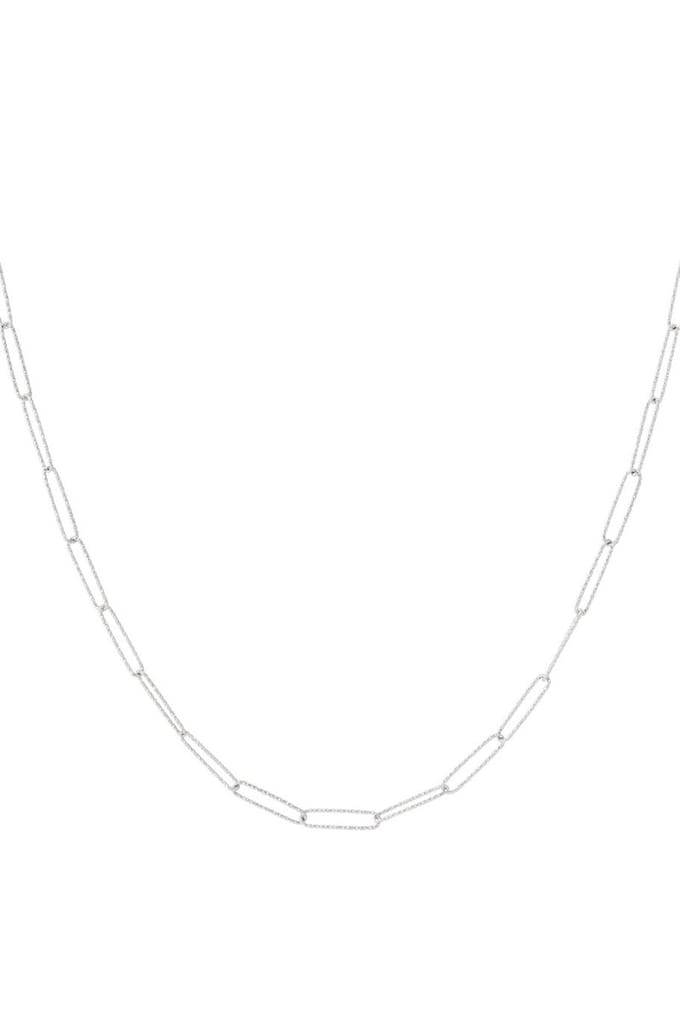 Bijoutheek Collier Schakels Gehamerd Zilver
