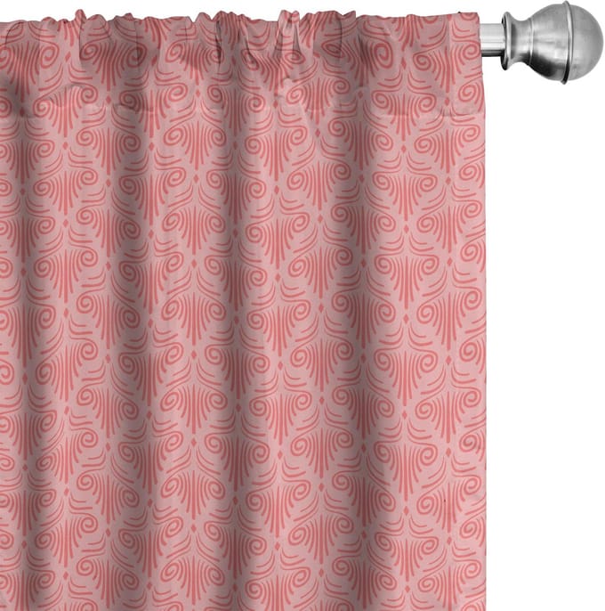 ABAKUHAUS 2x Voorhang – Microfiber 75x245 cm – Coral/Blush Geometrisch
