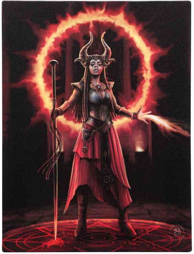 Something Different - 19x25cm Fire Element Sorceress Canvas afbeelding - Multicolours