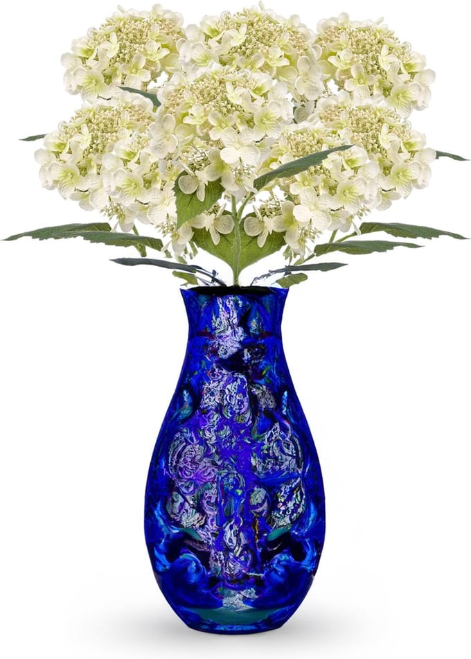 Emerald Kunstbloem hortensia tak - 8x - 50 cm - wit - kunst zijdebloem - Hydrangea - decoratie bloem