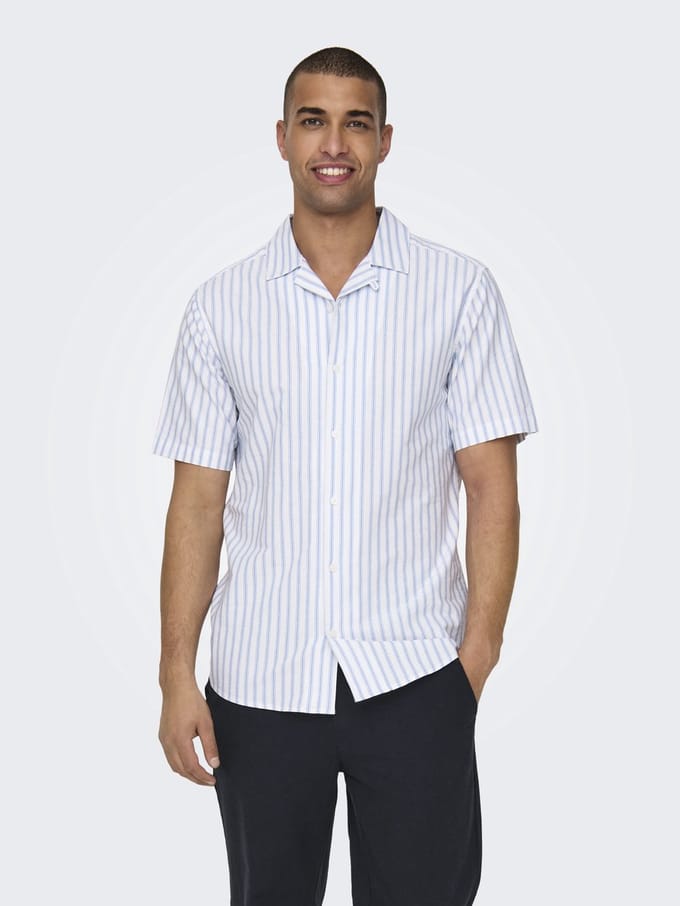 ONLY&SONS - ONSALVARO SS RESORT OXFORD STRIPE SHIRT - Heren - Overhemden
