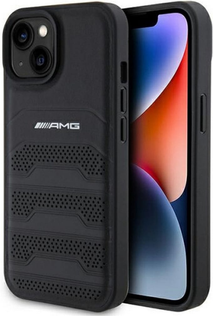 Mercedes-Benz AMG Leather Perforated Back Case - Apple iPhone 15 (6.1") - Zwart