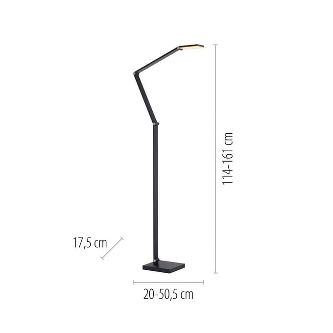 Paul Neuhaus LED vloerlamp SAMSKY, grijs, hoogte 161 cm, metaal, touchdimmer