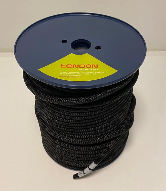Tendon Static Touw SECURE Ø11mm per meter of rol 100m - zwart - Spoel van 100 mtr