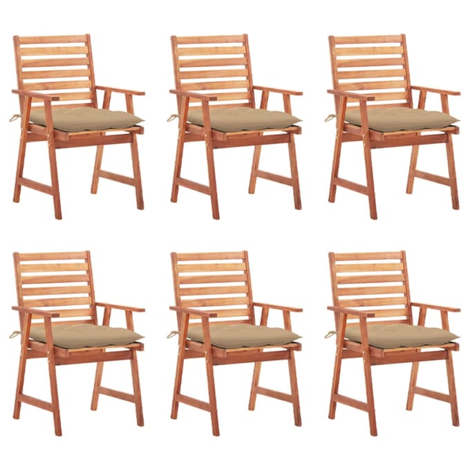 vidaXL - Tuinstoelen - 6 - st - met - kussens - massief - acaciahout
