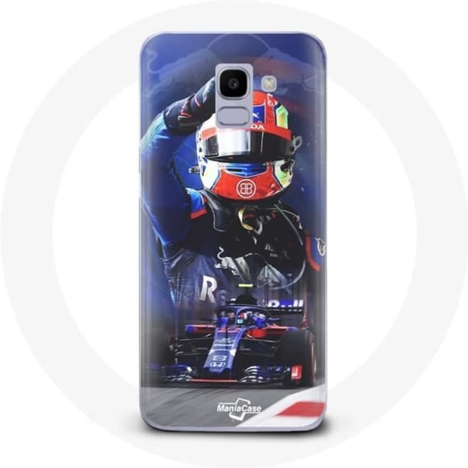 Case voor Samsung Galaxy A8 2018 Formule 1 Pierre Gasly F1 Racing Driver Rood Blauw
