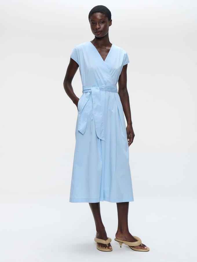 Poplin long dress 2945 | Light Blue - Light Blue / S