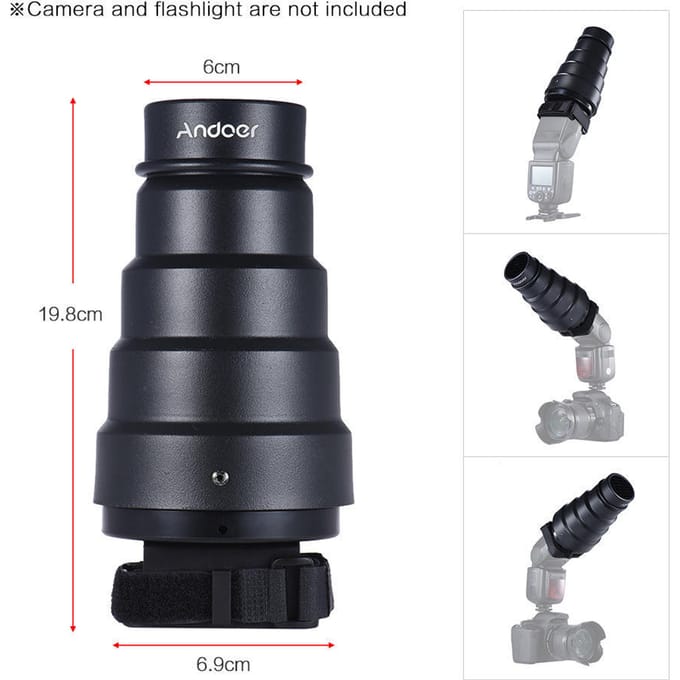 Metalen Fotostudio Strobe Flitser Snoot Honingraatrooster Diffuser 5 Filterkit black