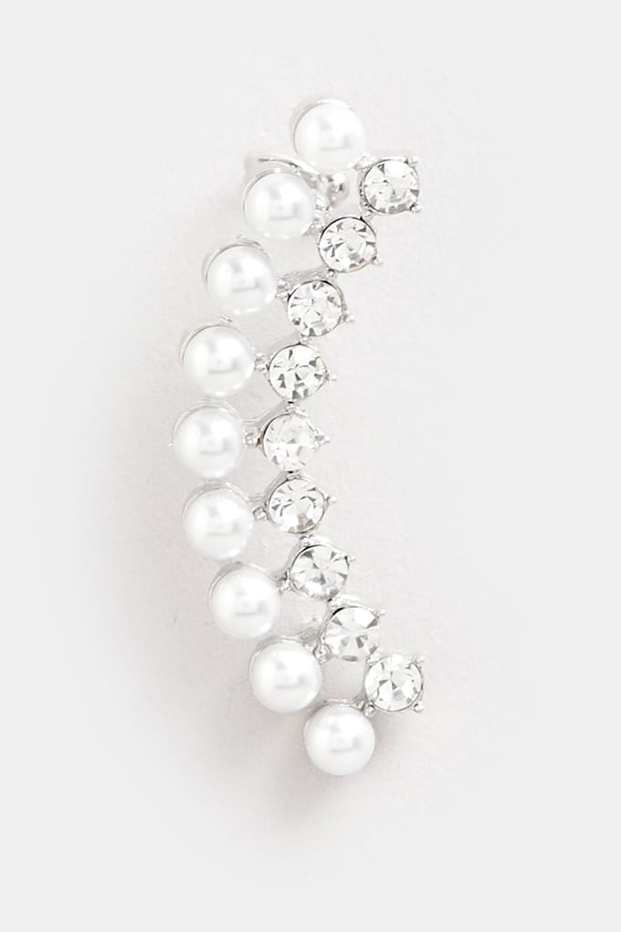 Yours Oorcuff Met Parels En Diamantjes In Zilversize One Size