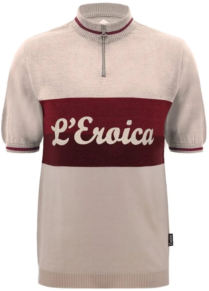 Santini Eroica Vino Korte Mouw Wielertrui Beige S Man