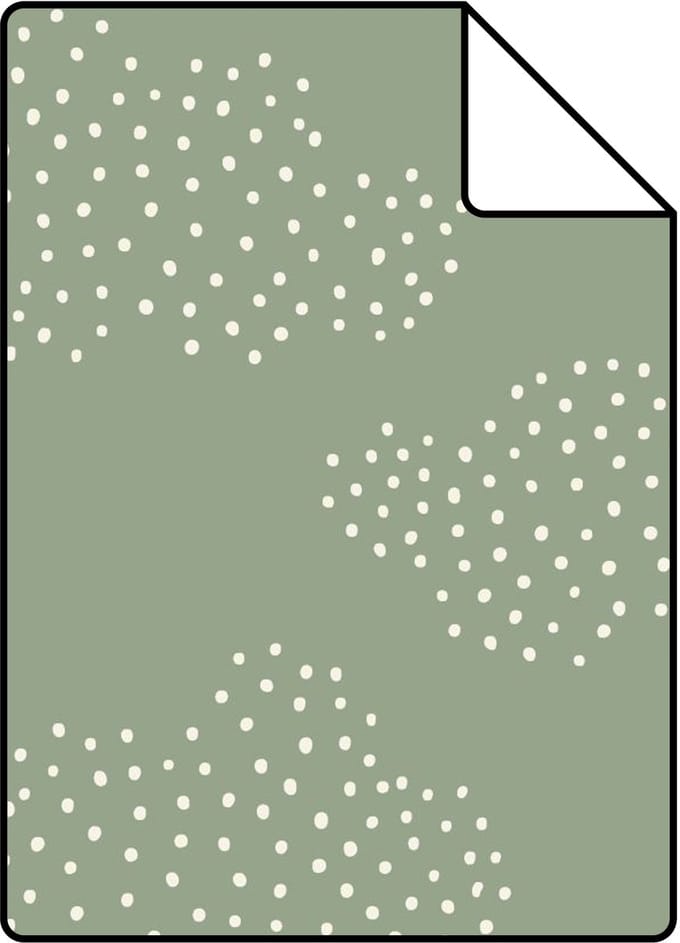 Proefstaal ESTAhome behang wolkjes groen - 26.5 x 21 cm - 131223-S
