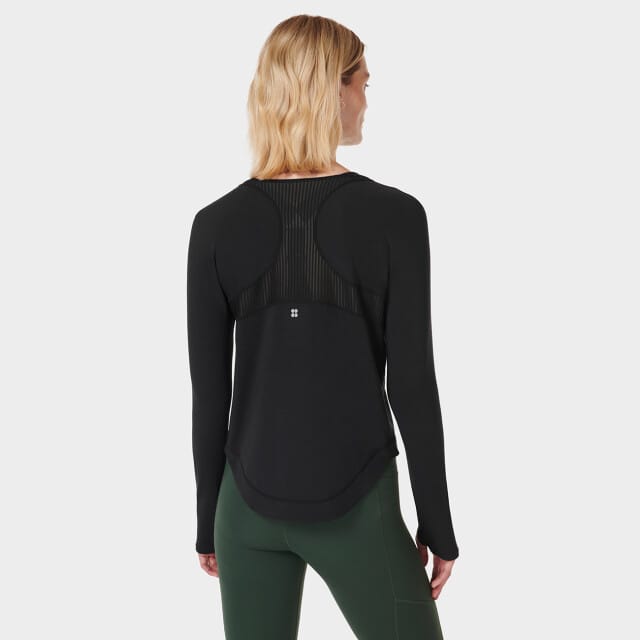 Sweaty Betty Breathe Easy Crewneck Wourkout Long Sleeve Top ZWART - Maat M