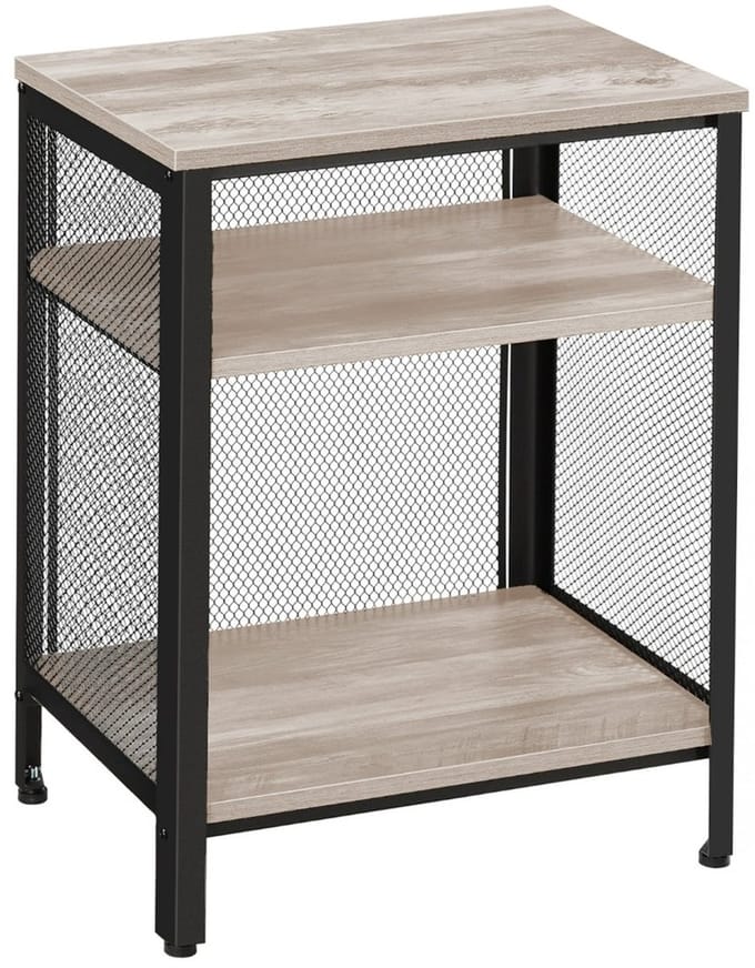 Hoppa! | Bijzettafel | Greige & Zwart | Mesh & Staal | 49 x 35 x 63 cm (B x D x H)