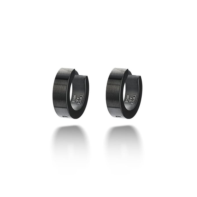 Twice As Nice black stainless steel hoop earrings, 13 mm/4 mm