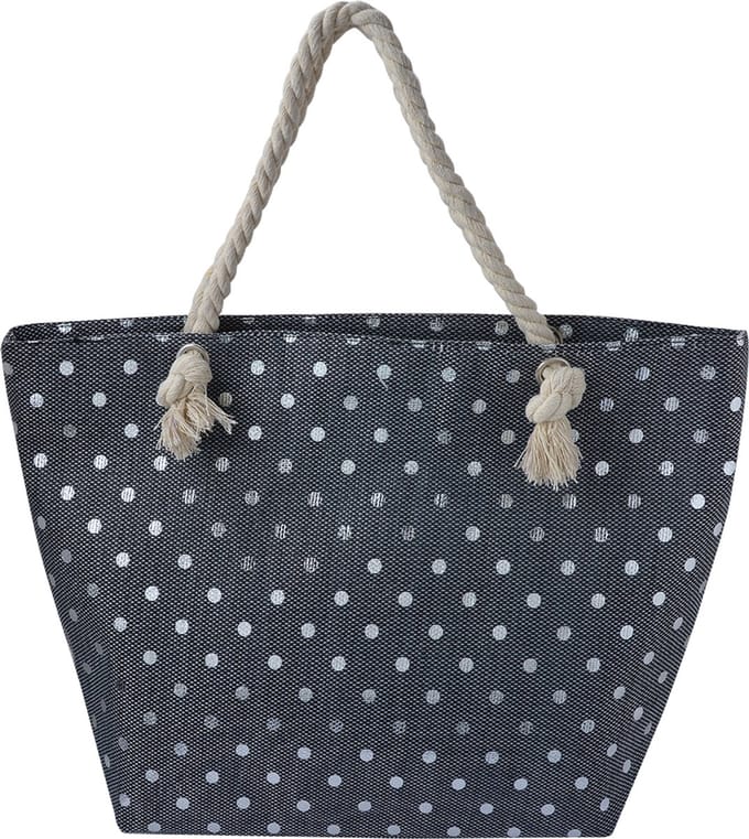 Juleeze Strandtas 56x37 cm Zwart Polyester Stippen Handtas Dames