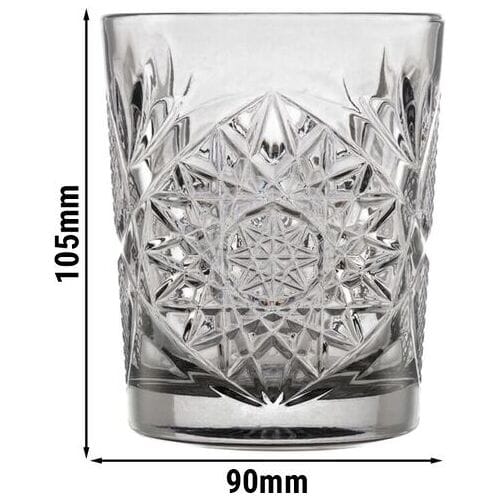 Libbey Hobstar Drinkglazen - Waterglazen Set - Graphite Grijs - Geperst Glas Met Reliëf - 355 ml - 12 stuks