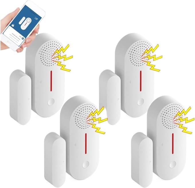 Deuralarmen - Raamsensor Alarm - Huis Beveiligen - 120DB Geluidsalarm - 4 Stuks - Wit