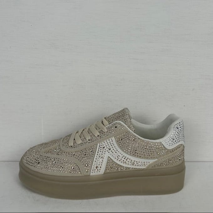 Retro sneakers met shiny afwerking beige Beige / 36