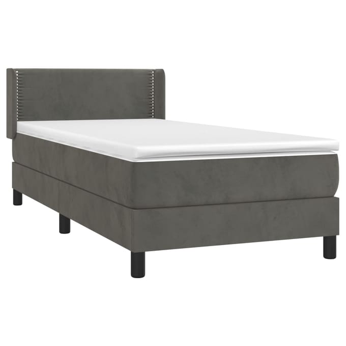 vidaXL - Boxspring - met - matras - fluweel - donkergrijs - 90x190 - cm