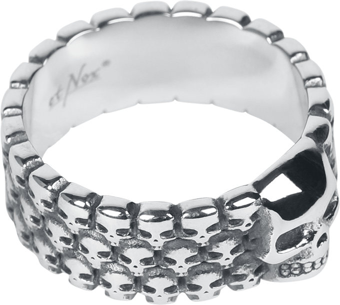 etNox hard and heavy Ring - 1000 Skulls - zilverkleurig