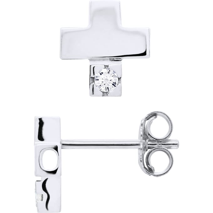 Stud Oorbellen Diamond Jewelry 0060 Cts CROSS 925