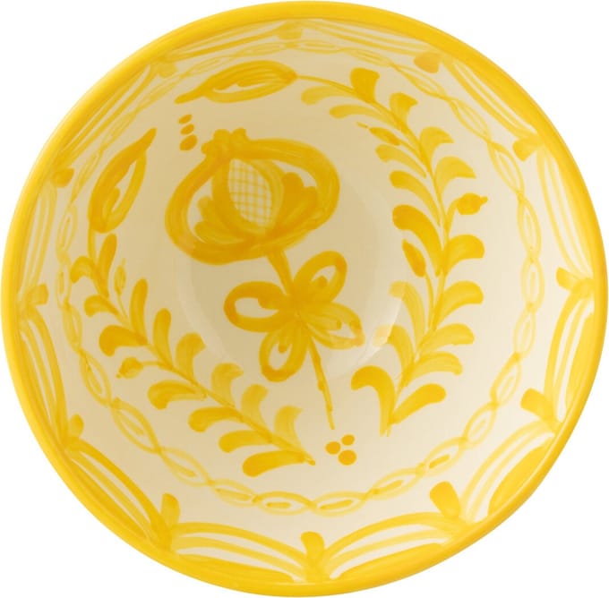 J-Line kom Granada High - keramiek - wit/geel - medium - Ø 22 cm