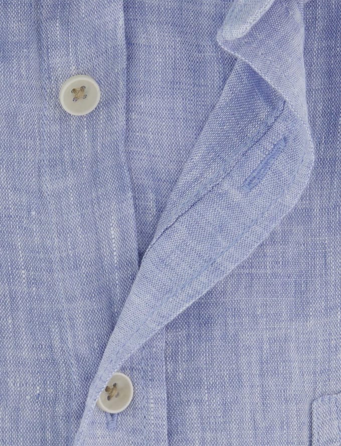 Blauw overhemd Casa Moda borstzak gemêleerd witte knopen