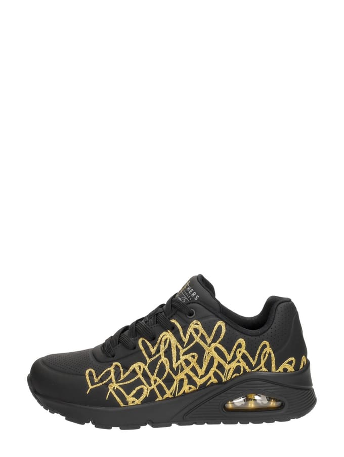 Skechers Uno - Golden Heart Dames Sneakers - Zwart