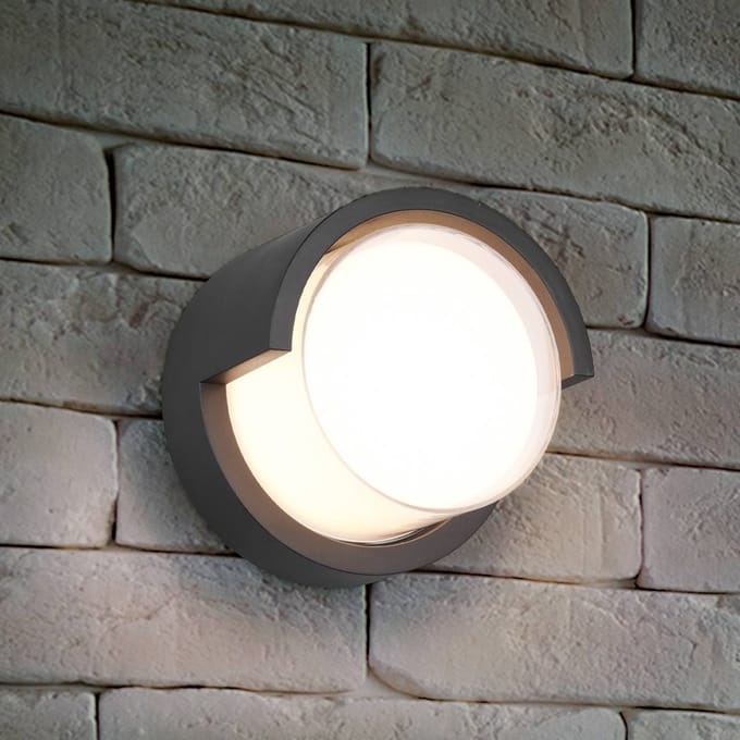 Reality Leuchten LED buitenwandlamp Puno, IP54, rond