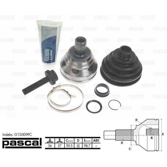 Homokineet reparatie set, aandrijfas PASCAL G1S009PC