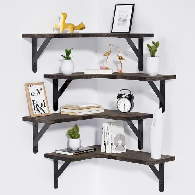 ZRSS® Hoekplank - Wandplank - Standplank Decoratief - Organizer voor Woonkamer en Keuken - Set van 4