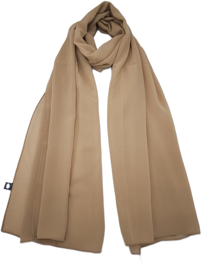 Lange dames sjaal Ditte-effen caramel bruin-omslagdoek-stola