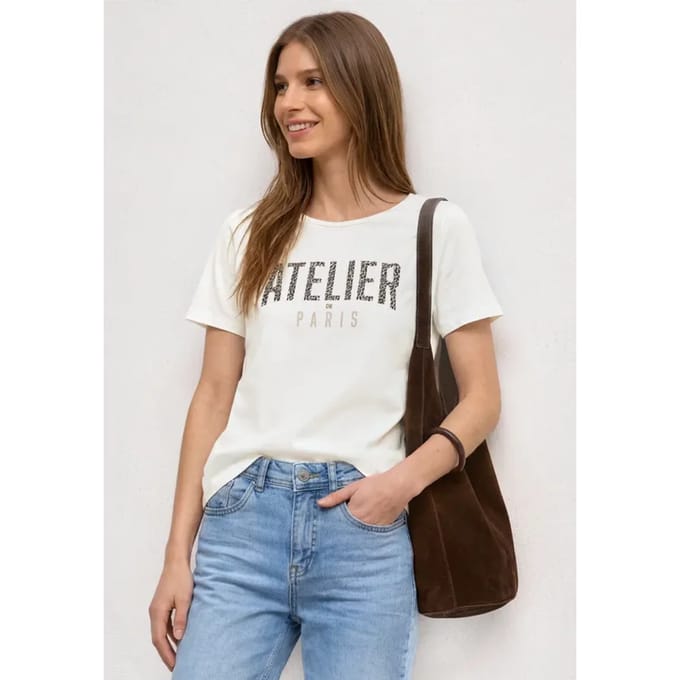 Shirt met ronde hals en opdruk op de voorkant