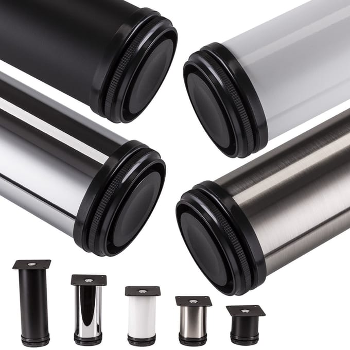 4 stuks SOTECH meubelpoot Jimmy, wit rond, diameter: 50 mm, hoogte: 60 mm verstelbaar