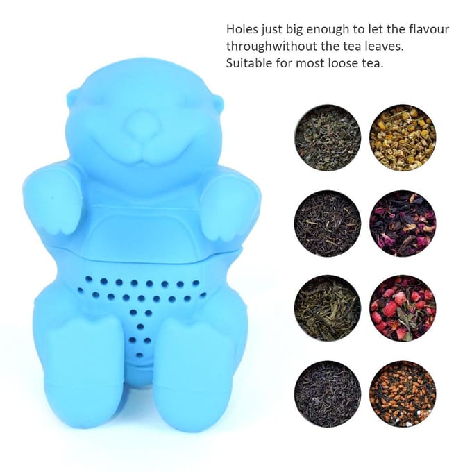 Ottervormig Theefilter Schattig Siliconen Theezeefje Herbruikbare Thee-infuser blue