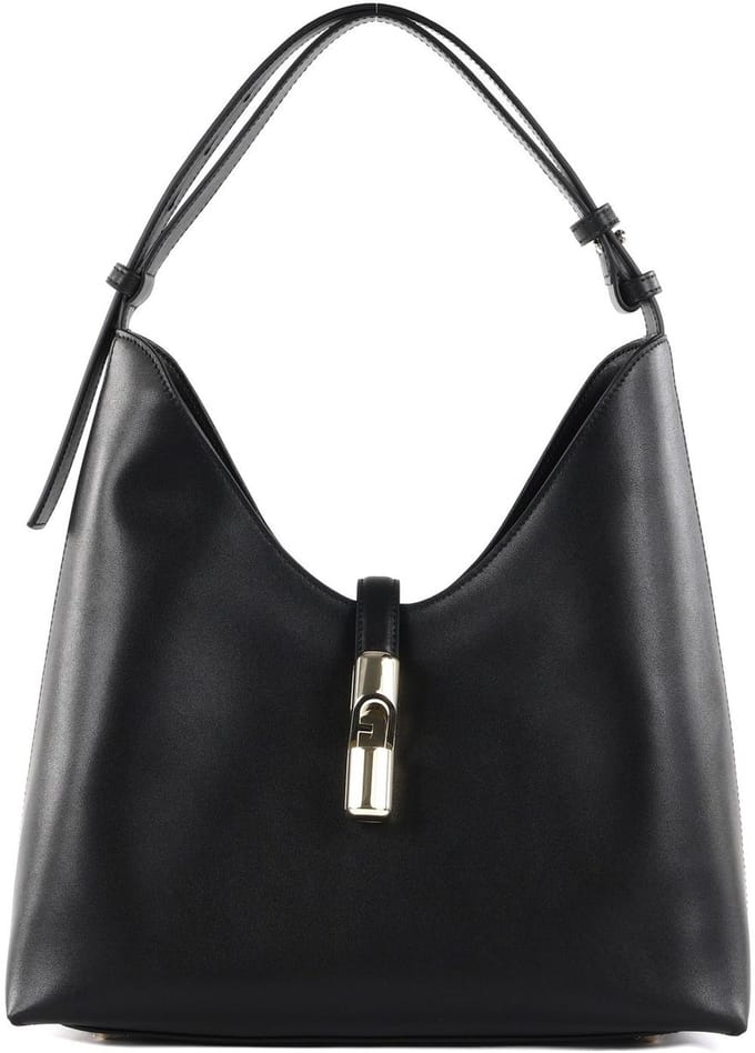 FURLA Leren schoudertas Goccia Hobo Bag Nero zwart