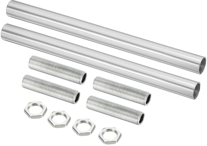 Verlengstangenset - Schroefdraadbuis - Bevestiging Maken - Wartelmoer - 15 cm - Zilver