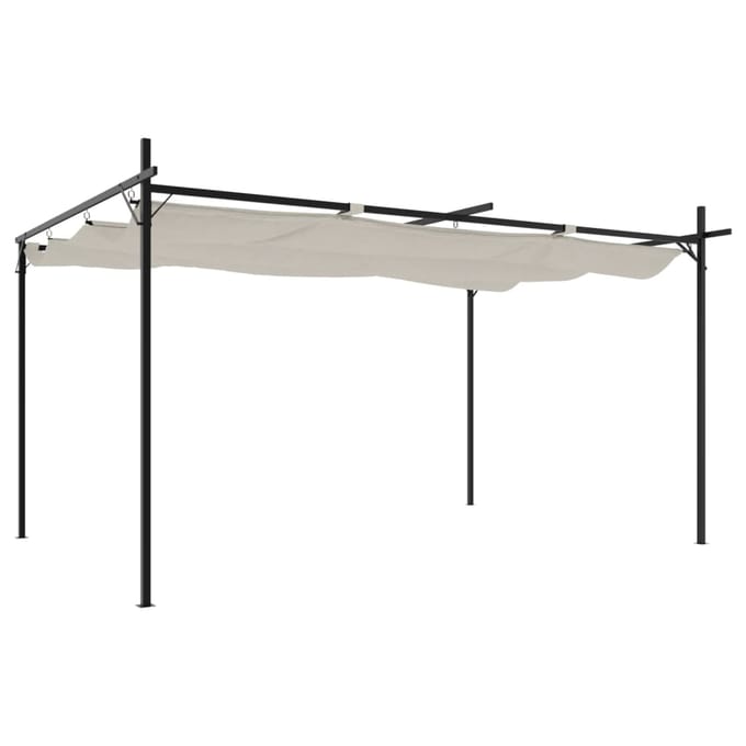 vidaXL - Pergola - met - uitschuifbaar - dak - 395x292x230 - crèmekleurig