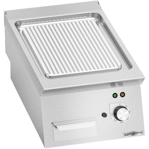 GGM Gastro Elektro Bratplatte - 4,8 kW - Gerillt Zilver