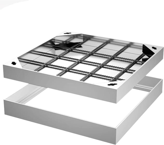 Toegang Cover Frame - Drain Deksel - Buiten Leven - Roestvrij Staal - Vierkant - Zilver