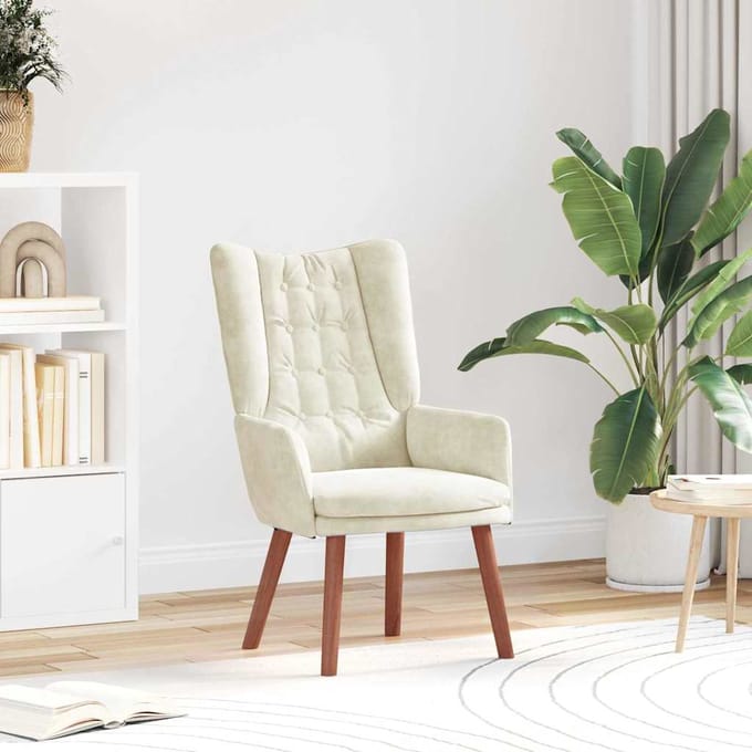 vidaXL - Fauteuil - Crème - 63 - x - 67 - x - 94 - cm - Fluweel