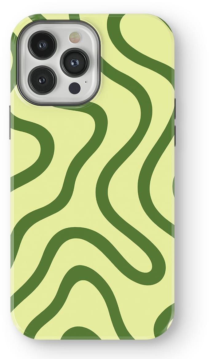 DripCase Curvy Lines Hoesje geschikt voor iPhone 13 Pro | Backcover met Mag | Design Tough Case geschikt voor iPhone 13 Pro Leaf Loop