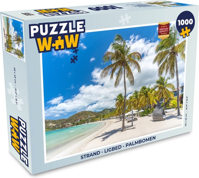 Puzzel Strand - Ligbed - Palmbomen - Legpuzzel - Puzzel 1000 stukjes volwassenen