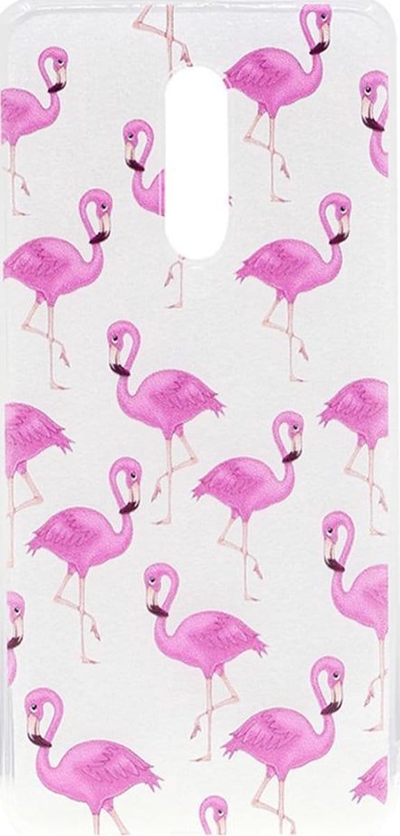 Shop4 - OnePlus 7 Hoesje - Zachte Back Case Flamingo's Transparant