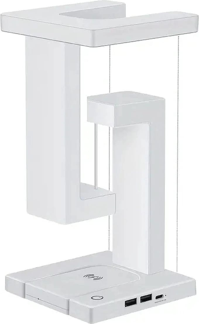 DrPhone ZenGlow – LED Modieuze Bureaulamp – Ingebouwde Draadloze Oplader – Verstelbare Verlichting – Nachtlamp - Wit