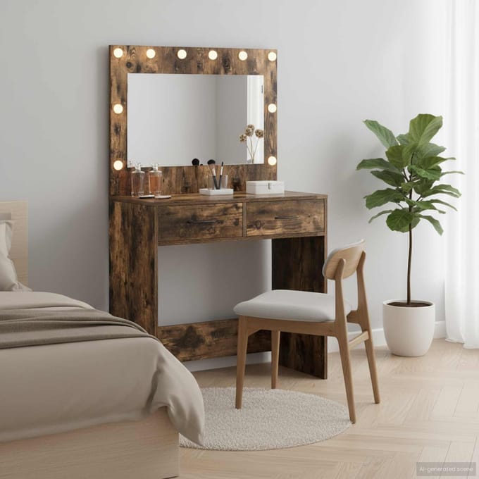 vidaXL - Kaptafel - Rook - Eiken - 78,5 - x - 41 - x - 135 - cm - Bewerkt - hout